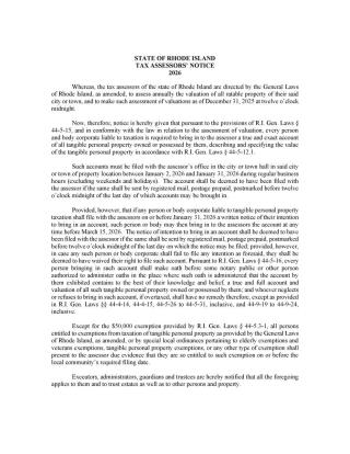 2026 Tax Assessors Notice